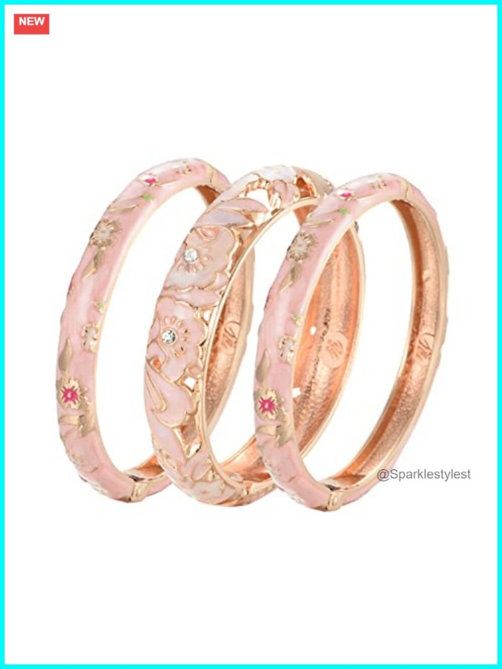 Gold Plated Cloisonne Enamel Hinged Cuff Bangle Bracelet Set